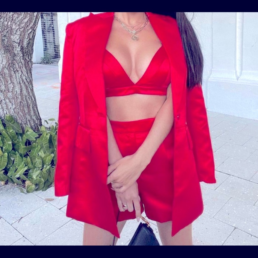 Red 3 piece set Shorts Suit